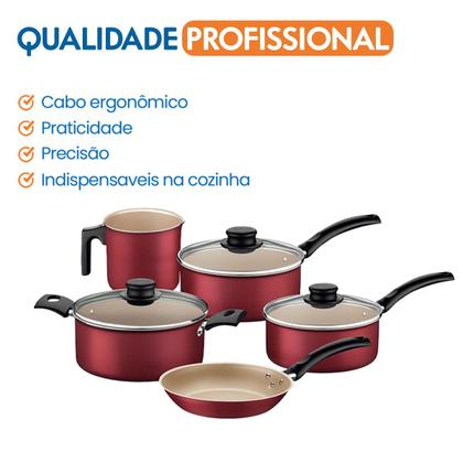 Imagem de Jogo de Panelas Tramontina 5 Peças Turim com Revestimento Interno e Externo Antiaderente Starflon Max