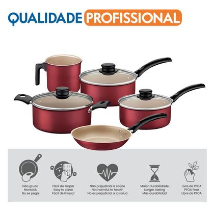 Imagem de Jogo de Panelas Tramontina 5 Peças Turim com Revestimento Interno e Externo Antiaderente Starflon Max