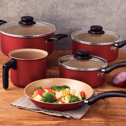 Imagem de Jogo de Panelas Tramontina 5 Peças Turim com Revestimento Interno e Externo Antiaderente Starflon Max