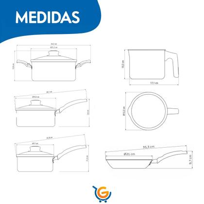 Imagem de Jogo de Panelas Tramontina 5 Peças Turim com Revestimento Interno e Externo Antiaderente Starflon Max