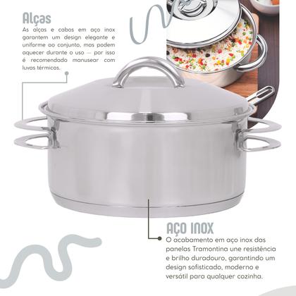 Imagem de Jogo de Panelas Tramontina 6 Peças Solar Fundo Triplo em Aço Inox