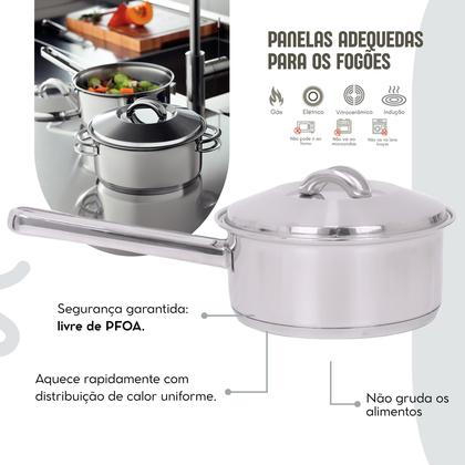 Imagem de Jogo de Panelas Tramontina 6 Peças Solar Fundo Triplo em Aço Inox