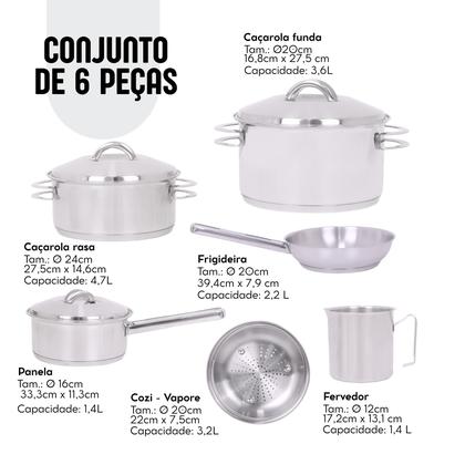 Imagem de Jogo de Panelas Tramontina 6 Peças Solar Fundo Triplo em Aço Inox