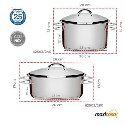 Imagem de Jogo De Panelas Tramontina 7 Peças Aço Inox Fundo Triplo de Indução Solar 