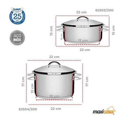 Imagem de Jogo De Panelas Tramontina 7 Peças Aço Inox Fundo Triplo de Indução Solar 
