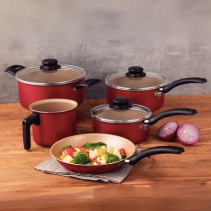 Imagem de Jogo de Panelas Tramontina 9 Peças Alumínio revestimento antiaderente Original