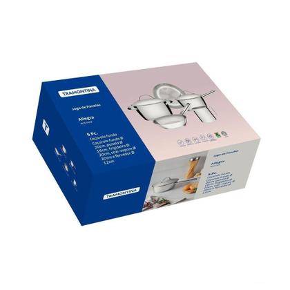 Imagem de Jogo De Panelas Tramontina Allegra Em Aço Inox Com Fundo Triplo 5 Peças Tramontina