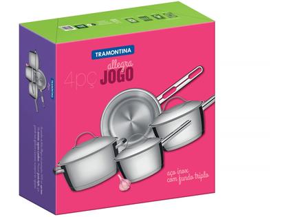Imagem de Jogo de Panelas Tramontina Allegra Inox Fundo Triplo 4 Peças
