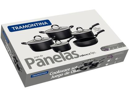 Imagem de Jogo de Panelas Tramontina Alumínio Mônaco 5 Peças + Colher.