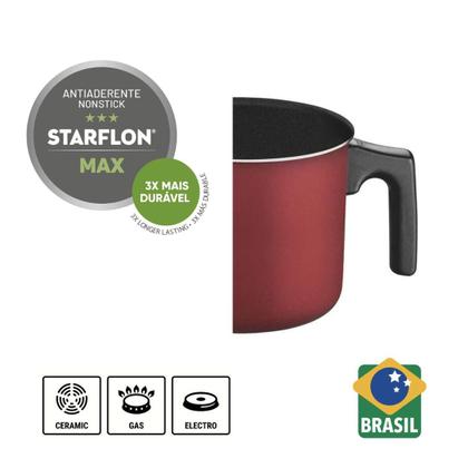 Imagem de Jogo de Panelas Tramontina Antiaderente Aluminio Caribe Vermelho Kit 5 Peças