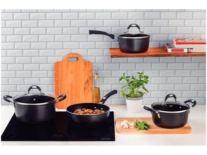 Imagem de Jogo de Panelas Tramontina Antiaderente de Alumínio Preta 5 Peças Mônaco