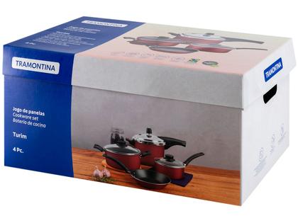 Imagem de Jogo de Panelas Tramontina Antiaderente de Alumínio Vermelho 4 Peças Turim