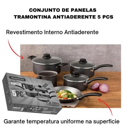 Imagem de Jogo de Panelas Tramontina Antiaderente Kit 5 Peças Conjunto Turim Aluminio Vermelho