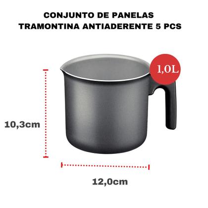 Imagem de Jogo de Panelas Tramontina Antiaderente Kit 5 Peças Conjunto Turim Aluminio Vermelho