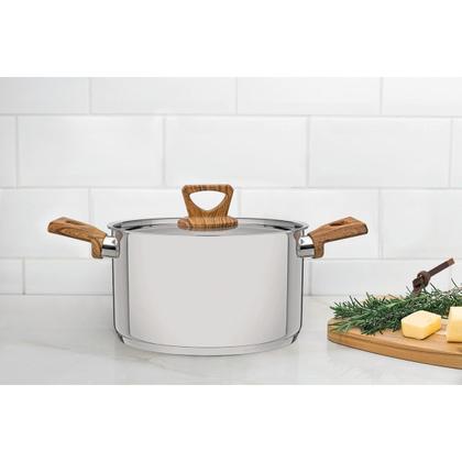 Imagem de Jogo de Panelas Tramontina Brava Antiaderente com Cabos e Alças com Acabamento Amadeirado 4 Peças