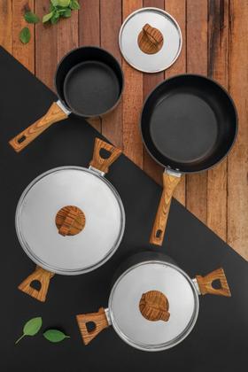 Imagem de Jogo de Panelas Tramontina Brava Antiaderente em Aço Inox com Fundo Triplo Cabos e Alças com Acabame