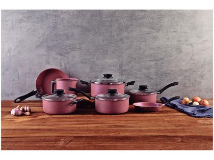 Imagem de Jogo de Panelas Tramontina de Alumínio Rosa 7 Peças Linz