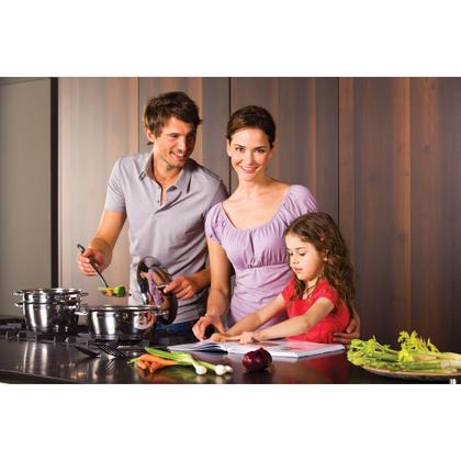 Imagem de Jogo de Panelas Tramontina Inox Allegra 7 Peças Fundo Triplo Indução Frigideira Tramontina Caçarola Leiteira