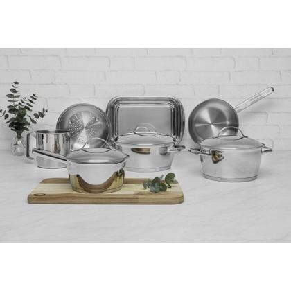 Imagem de Jogo de Panelas Tramontina Inox Allegra 7 Peças Fundo Triplo Indução Frigideira Tramontina Caçarola Leiteira