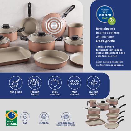 Imagem de Jogo de Panelas Tramontina Linz em Alumínio Antiaderente Starflon Max Mocaccino 10 Peças