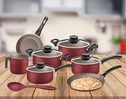 Imagem de Jogo de Panelas Tramontina Paris Alumínio Antiaderente Starflon Max 7 Peças + Colher