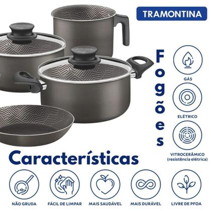 Imagem de Jogo de Panelas Tramontina Paris Antiaderente Starflon Max 07 Peças Chumbo 28599617