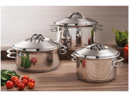 Imagem de Jogo de Panelas Tramontina Solar 65510740 Inox - Fundo Triplo 3 Peças