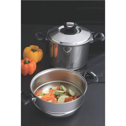 Imagem de Jogo de Panelas Tramontina Solar Baquelite 5 Peças em Aço Inox Fundo Triplo com Cabos e Alças de Baquelite 65720010