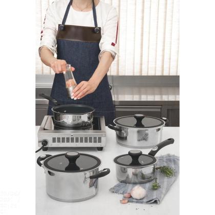 Imagem de Jogo de Panelas Tramontina Solar Ceramic em Aço Inox Fundo Triplo com Revestimento Interno Cerâmico