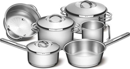 Imagem de Jogo de Panelas Tramontina Solar em Aço Inox com Fundo Triplo e Tampas de Inox  6 Peças