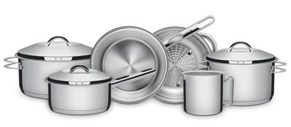 Imagem de Jogo de Panelas Tramontina Solar em Aço Inox com Fundo Triplo e Tampas de Inox  6 Peças