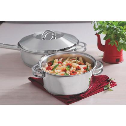 Imagem de Jogo de Panelas Tramontina Solar em Aço Inox com Fundo Triplo e Tampas de Inox 6 Peças