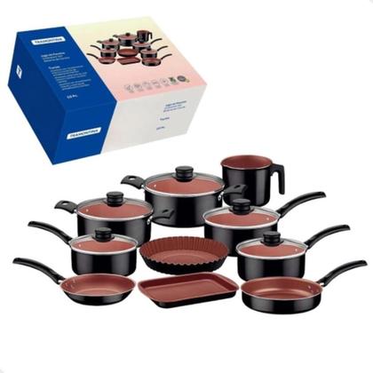 Imagem de Jogo de Panelas Tramontina Turim Preta e Cobre Antiaderente Starflon Max 10 Peças