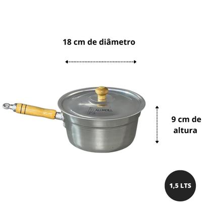 Imagem de Jogo de Panelas Vitória 5 Peças com Cabo de Madeira Polida Reforçado Polida