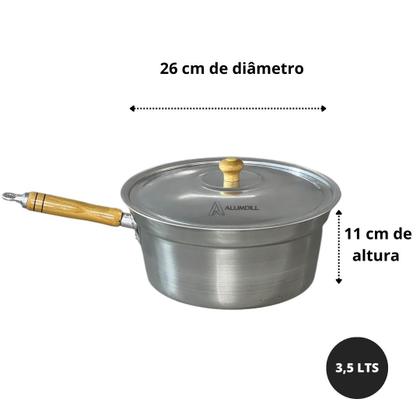 Imagem de Jogo de Panelas Vitória 5 Peças com Cabo de Madeira Polida Reforçado Polida