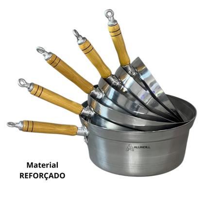 Imagem de Jogo de Panelas Vitória 5 Peças com Cabo de Madeira Polida Reforçado Polida