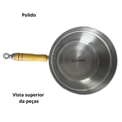 Imagem de Jogo de Panelas Vitória 5 Peças com Cabo de Madeira Polida Reforçado Polida