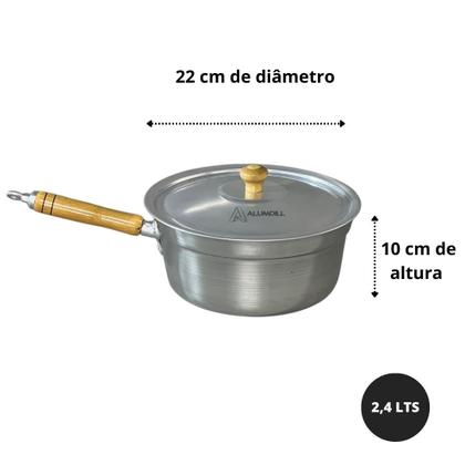 Imagem de Jogo de Panelas Vitória 5 Peças com Cabo de Madeira Polida Reforçado Polida