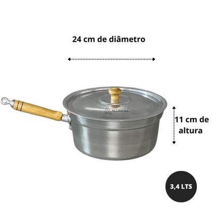 Imagem de Jogo de Panelas Vitória 5 Peças com Cabo de Madeira Polida Reforçado Polida