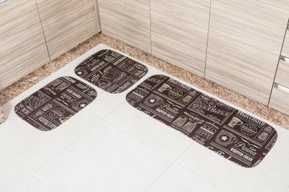 Imagem de Jogo de Passadeira Creative para Cozinha 03 Peças com Base Antiderrapante 100% Poliéster - Coffee