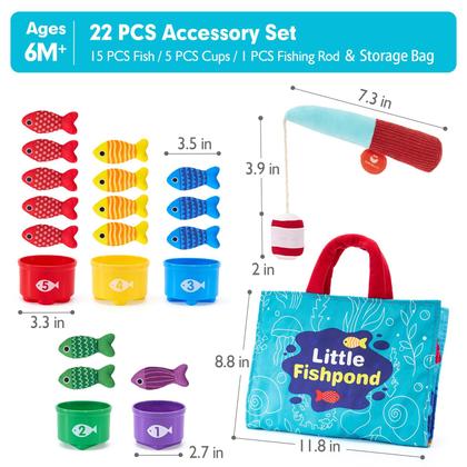 Imagem de Jogo de pesca em tecido Shahaland Montessori 1-3 anos para crianças