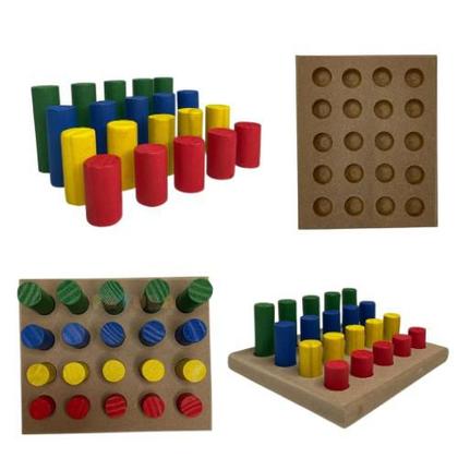 Imagem de Jogo De Pinos 1 Base  20 Pinos Percepção De Cores Educativo