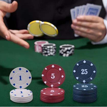Imagem de Jogo De Poker Profissional 200 Fichas Numeradas 2 Baralhos 1 Toalha Resistente Portátil