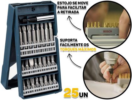 Imagem de Jogo De Pontas Aço Para Parafusadeira 25 Unidades Mini X Line Bosch Profissional 