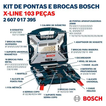 Imagem de Jogo De Pontas e Brocas Bosch X-Line Com 103 Peças e Maleta