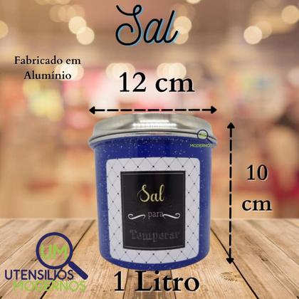 Imagem de Jogo de Porta Mantimentos em Alumínio 5 Peças Azul Frases Decorado