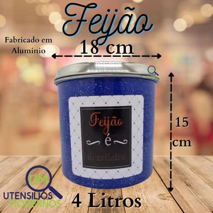 Imagem de Jogo de Porta Mantimentos em Alumínio 5 Peças Azul Frases Decorado