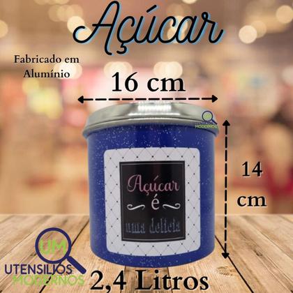 Imagem de Jogo de Porta Mantimentos em Alumínio 5 Peças Azul Frases Decorado