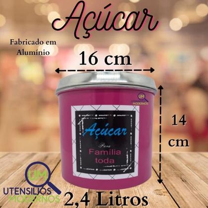 Imagem de Jogo de Porta Mantimentos em Alumínio 5 Peças Rosa Pink Família Decorado