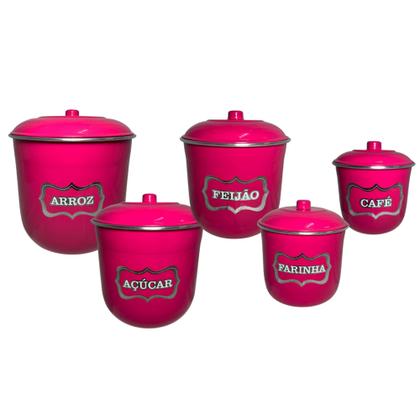 Imagem de Jogo de Porta Mantimentos Lata Potes Arroz 5 pecas em Alumínio
